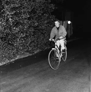 Ireland Prints: Actress Katharine Hepburn setting off for home from Ardmore Studios at Bray, Ireland