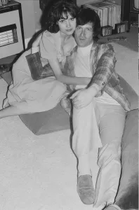 Actress Madeline Smith pictured at home with her boyfriend film actor David Buck