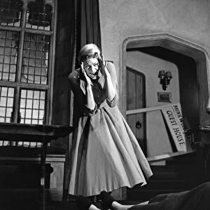 Crying Collection: Actress Mary Law on stage as leading lady number five in 'The Mousetrap'
