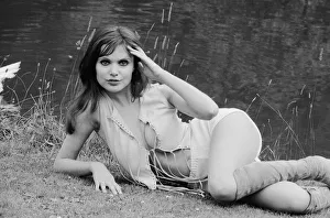 Actress and former model Madeline Smith pictured during a break in filming