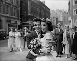 01473 Prints: Actress Nanette Newman, 21, marries actor and writer Bryan Forbes