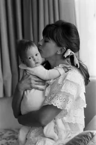 01475 Prints: Actress Nanette Newman with her 4 month old daughter Emma at their home in Virginia Water