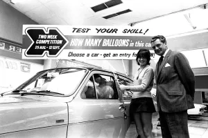 Actress Sally Geeson at Cowies car showroom in Sunderland in September 1970
