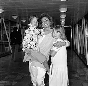 Actress Stephanie Beacham at LAP with her daughters Phoebe and Chloe. 4th May 1985