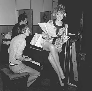 Actress Sue Nicholls in the recording studio for her 1968 first single singing