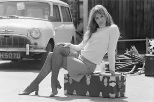 00962 Prints: Actress Susan George, pictured on the film set during a filming break in Tooting High
