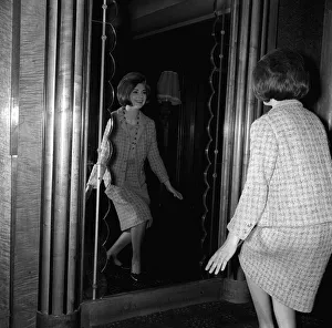 Actress Sylva Koscina Actress practises her curtsey in mirror during rehearsal for