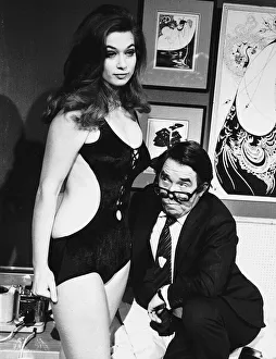 Actress Valerie Leon and Ronnie Corbett in a scene from the film No Sex Please We