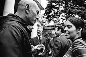 Actress Vivienne Ventura talks to Yul Brynner (left) with footballers Jimmy Greaves