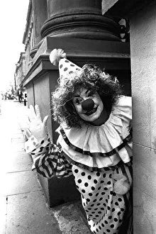 Actress Wendy Richard plays the clown in Newcastle in September, 1989