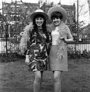 Actresses Gilly Fraser (left) and Pauline Collins during a break from filming the TV