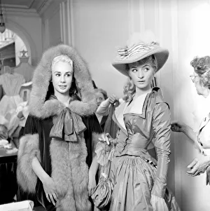 Actresses and models take part in a 18th century fashion parade at Pinewood Studios