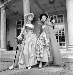 18th Century Prints: Actresses and models take part in a 18th century fashion parade at Pinewood Studios