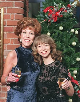 Christmas Tree Prints: Actresses Sue Nichols and Helen Worth pictured at Coronation Street cast & crew Christmas