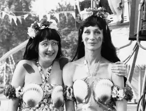 Actresses Sue Pollard (left) who plays Peggy in the television comedy series Hi De Hi