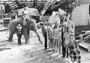 Cowboy Prints: Acts from Belle Vues famous circus outside the partially demolished Kings Hall