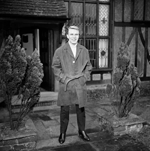 00089 Prints: Adam Faith modelling a Canary Yellow pullover and Suede jacket. 13th December 1963