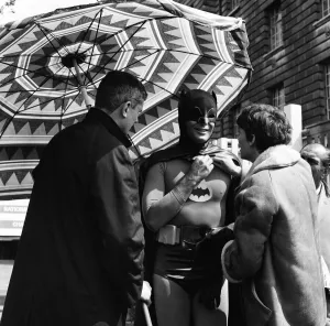 01057 Prints: Adam West as Batman helps out with road safety campaign in London which is being
