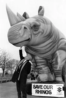 00068 Prints: Adams Ricklish Rhino Date. Animal lover Adam Faith had a strange itch to tickle a