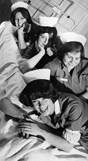 Nurse Prints: Addenbrookes Hospital Nurses (front to back) Jean Lees, Elizabeth Redfurn