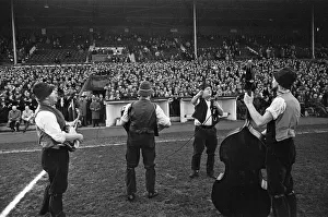 01402 Prints: Adge Cutler and The Wurzels perform before the fans at the Bristol City ground