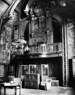 Musical Instrument Prints: Adlington Hall, Macclesfield. The Great Hall is notable for its excellent hammerbeam roof