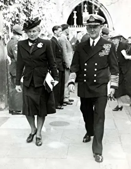 1948 Prints: Admiral of the fleet Lord Cunningham leaving Westminister Abbey after a service for those