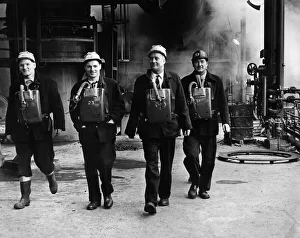 An advance guard of the army of steelworkers who returned to their jobs at Port Talbot