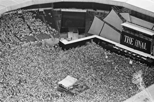 Aerial photo shows the 1000s of fans attending Wham ! The Farewell Concert at Wembley