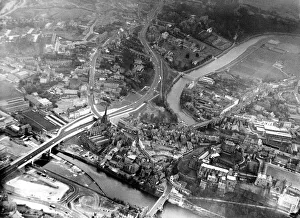 Core10 Prints: An aerial picture of the city of Durham showing the new Milborngate Bridge 20 April 1967