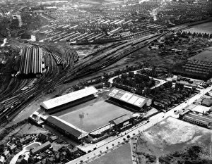Railway Prints: Aerial picture of Ninian Park, home of Cardiff City Football Club. 1962