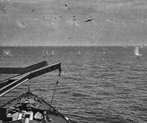 Battleship Prints: An aerial torpedo attack by an Italian Fiat BR 20 torpedo bomber on HMS Nelson