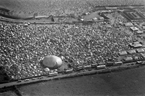 An aerial view of the 120, 000 pop fans massed together at Freshwater on the Isle of Wight