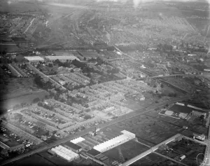 Bedfordshire Prints: Aerial view of Bedford Town 1926. Local Caption These are rough scans