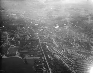 Aerial view of Bedford Town 1926. Local Caption These are rough scans