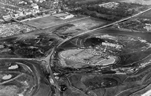 Aerial view of the construction site that will become the International Garden Festival