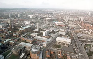 Town Planning Prints: Aerial view of Coventry City centre showing the university, cathedral and ring road