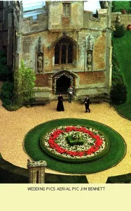 Aerial view of Henry Dent Brocklehurst wedding May 1998 who married Model Lili