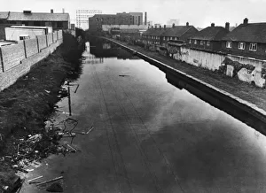 Scenic Prints: Aerial view of the Leeds to Liverpool Canal taken in the Liverpool end between Old Roan