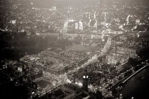 Aerial view of London November 1964 This picture from a helicopter flying at about