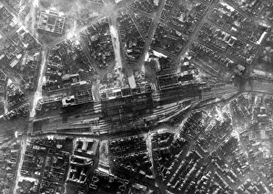00189 Prints: An aerial view showing the bomb damage in the German city of Hanover after an RAF bombing