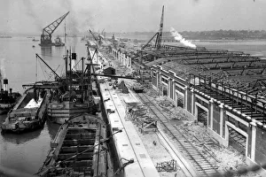 Aerial view showing ork on the new extension at Southampton docks, 1932 Alf 239