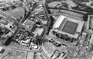 Stadiums Prints: Aerial view of St James Park football stadium in Newcastle upon Tyne