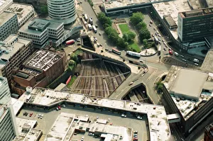 Aerial views of Birmingham city centre and New Street Station