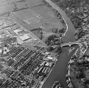 Aerial views of Reading, Berkshire. 26th October 1976