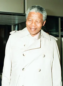 World Leader Prints: African Congress Leader Nelson Mandela seen here arriving at Heathrow Airport for a