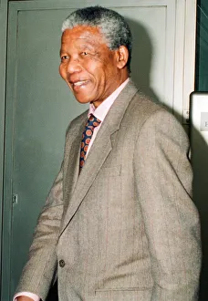 00289 Prints: African Congress Leader Nelson Mandela seen here arriving at Heathrow Airport for a