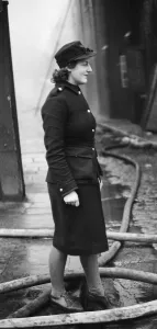 Fire Fighters Prints: AFS Gillian Tanner seen here at the Taylor Depositary fire who was awarded the George