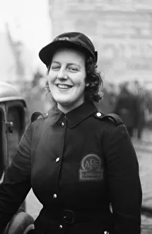 Fire Fighters Prints: AFS Gillian Tanner seen here at the Taylor Depositary fire who was awarded the George