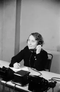Blitzkreig Prints: AFS Leader, Mrs E. L Smith who stayed at her post in bombed out substation
